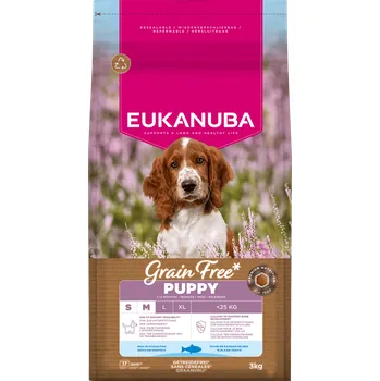 Krmivo pro psa Krmivo Eukanuba Grain Free Puppy Small&Medium mořské ryby 3kg