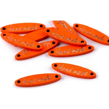 Dřevěná cedulka / ozdoba Handmade 6x27 mm, malé, 7 oranžová