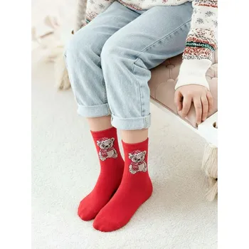 Dámské ponožky Milena ponožky vánoční 1306-009 medvídek - červená, 35-37 (Vánoční ponožky)