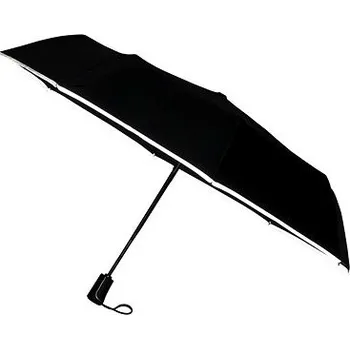 Schwarzwolf Crux skládací deštník s reflexním páskem a karabinou černý