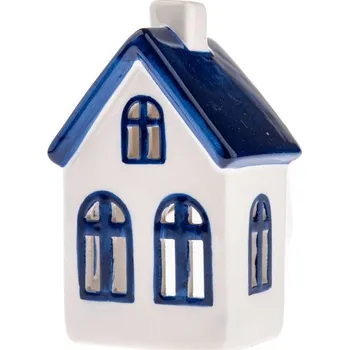 Svícen Dakls Keramický domeček na čajovou svíčku bílomodrý