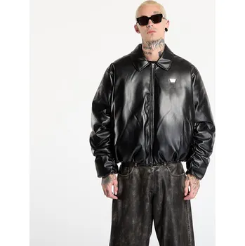 Bunda MISBHV Faux Leather Puffer Bomber Jacket Black M