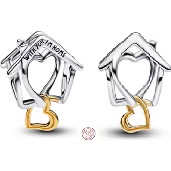 Přívěsek Charm Sterlingové stříbro 925 With You I’m Home – symbol lásky a domova, korálek na náramek rodina