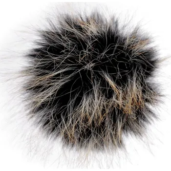 Kožešinová bambule s poutkem Ø12 cm, střední, 1 černá béžová světlá