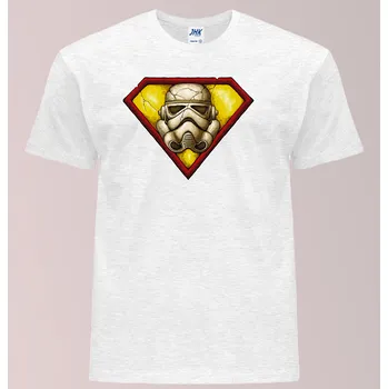 Pánské tričko panske_levne_tricko_potisk_Superman_Stormtrooper Barva: Ash melange - popelová směs, velikost: L