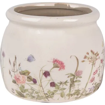 Zahrada Keramický obal na květináč s lučními květy Flowers of Love S - Ø 12*10 cm