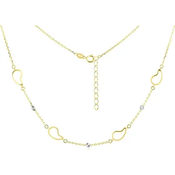 Náhrdelník GEMMAX Zlatý náhrdelník BOTT kapky s gravírovanými korálky délka 42+3 cm – zlatý šperk ryzosti 585/1000 v Dárkovém balení s Certifikátem GLNCN-45-03915