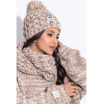 Čepice TopMode Dámská čepice a šála z vlny 751906 hnědá