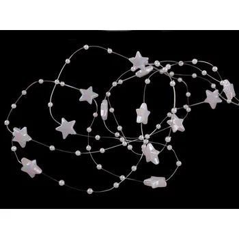 Vánoční dekorace Perličky a hvězdičky na silonu metráž, malé, 3 AB bílá AB