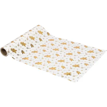 ubrus Atmosphera Běhoun na stůl se zlatým vzorem perníku, 28 x 300 cm