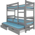 ADRK Karlo patrová postel pro 3 děti včetně roštů a matrací Zvolte variantu: Šedá