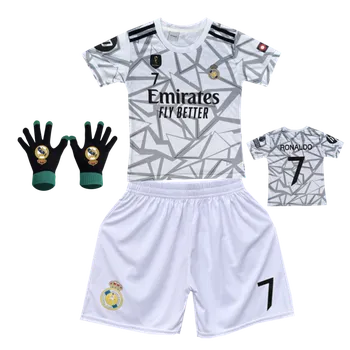 Fotbal Numberoplus Premium Dětský fotbalový dres Komplet + fotbalová pletené rukavice Real Madrid FC - Cristiano Ronaldo CR7 F2 Velikost: 14 let ( vel.158)