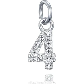 Přívěsek Stříbrný přívěs číslice "4" vykládaný zirkony
