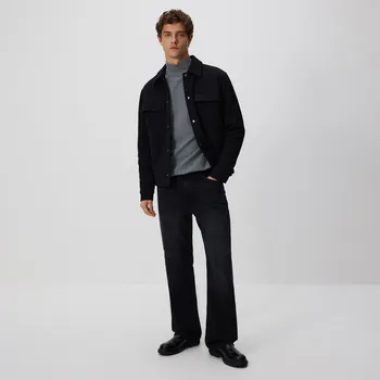 Pánský svetr Reserved - Žerzejový hladký rolák - tmavě šedá - 445FX-90M - 445FX-90M-L