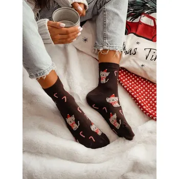 Dámské ponožky Milena ponožky vánoční 1283-037 kočky - šedá, 37-41 (Vánoční ponožky)