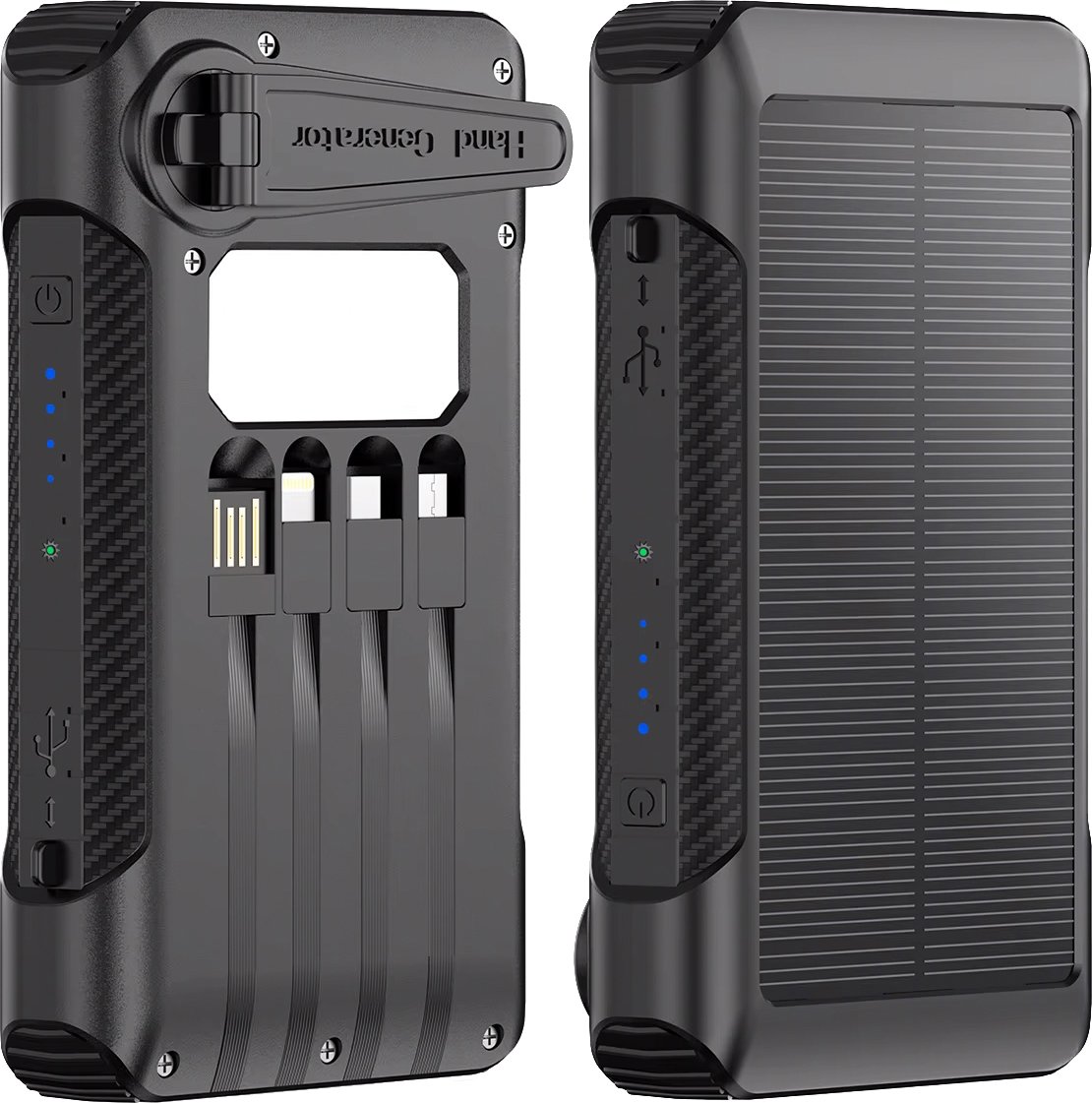Solární powerbanka 10000mAh se svítilnou - Černá