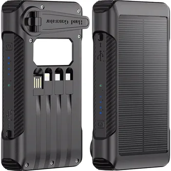 Powerbanka Solární powerbanka 10000mAh se svítilnou - Černá