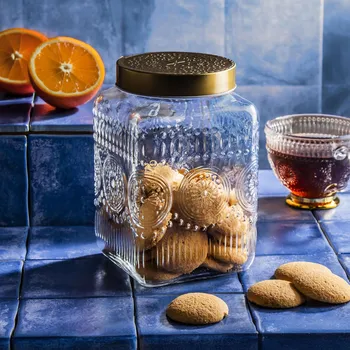 Dóza na potraviny Dóza / Nádoba na prášek, skleněná s víčkem DAISY 2,2 l