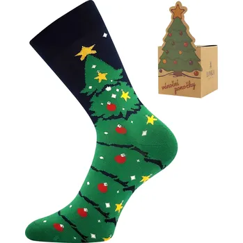 Dětské termoprádlo Lonka ponožky vánoční dětské Damer - stromek, 30-34 (Dětské vánoční ponožky)