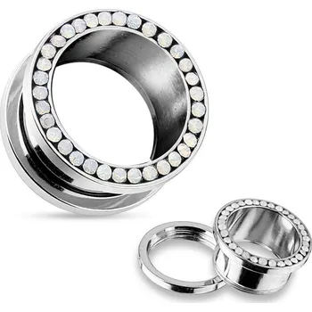 Piercing Tunel chirurgická ocel s opály HWPS91 (3 mm)