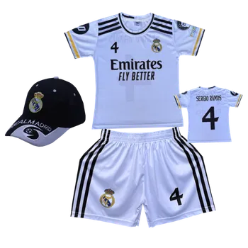 Míčový sport Numberoplus Premium dětský fotbalový dres + fotbalová kšiltovka Real Madrid - Sergio Ramos.Č.04 Velikost: 11 roků (vel.140)