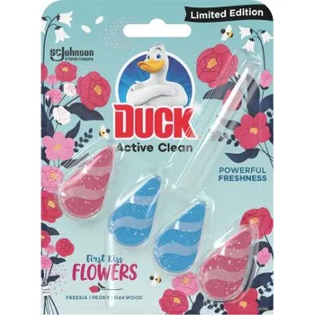 WC čistič Duck Active Clean First Kiss Flowers WC blok, 38,6 g