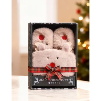 Dámská móda Moraj pantofle a páska CDC800-030 - hnědá, 35-38 (Dámská sada - pantofle a maska na oči)