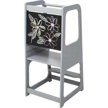 učicí věž Montessori House Bed Montessori výškově nastavitelná učící věž s kreslící tabulí-Černá