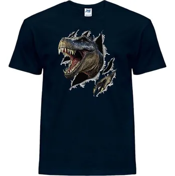 panske-levne-bavlnene-tricko-potisk-trhajici-t-rex Barva: Navy - tmavě modrá, velikost: 4XL