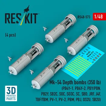 Plastikový model 1/48 Mk-54 Depth bombs (350 lb) (4 pcs.)