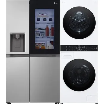 Set domácích spotřebičů LG GSGV80PYLD + LG WashTower WT1210WWF