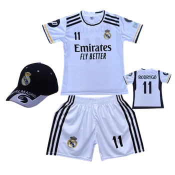 Numberoplus Premium dětský fotbalový dres + fotbalová kšiltovka Real Madrid - Rodrygo 11 Velikost: 12 roky (vel.146)