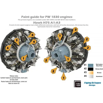 Plastikový model 1/48 Hawk 75A-3 French AF Engine Set (HOBBYCR.)