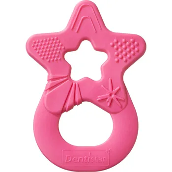 dudlíky Dentistar Teether "Star", kousátko „Hvězda“ od 3 měsíců, tmavě růžové