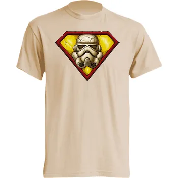 Pánské tričko panske_levne_tricko_potisk_Superman_Stormtrooper Barva: Lime stone - krémová, velikost: S