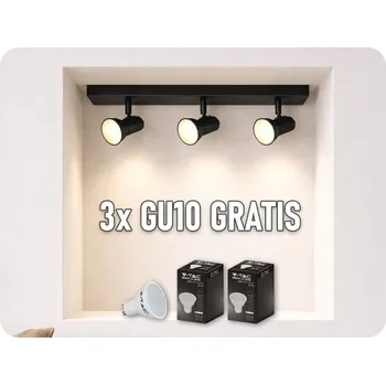 Osvětlení LED stropní interiérové ​​svítidlo 3xGU10 RIO, černé [AD-OP-6431BGU10] + 3x GU10 žárovka zdarma! Neutrální bílá