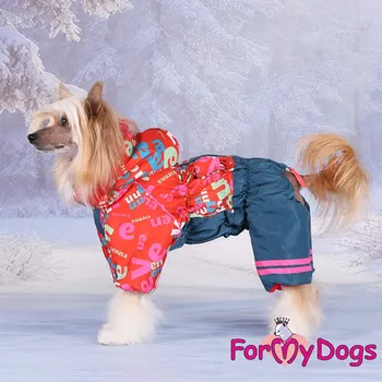 Obleček pro psa FOR MY DOGS Overal LETTERS RED, červeno-modrý Velikost: 22/XXXL