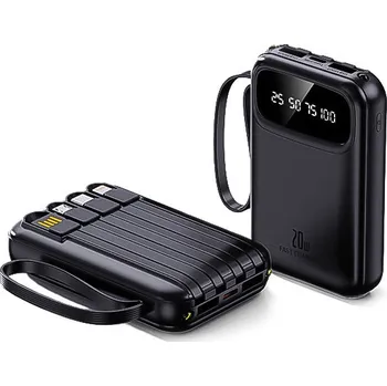 Powerbanka Mini Powerbanka 5000mAh s vestavěnými kabely - Černá