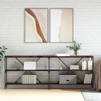 Konferenční stolek vidaXL Konzolový stolek kouřový dub 200 x 30 x 75 cm kompozit a železo