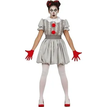 Kostým klauna v šedých šatech pro dospělé FIESTAS GUIRCA, dámské velikosti 40-42