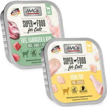 Krmivo pro kočku 64x100g MAC's Cat vanička - mix kuřecí a kachní, králičí, hovězí