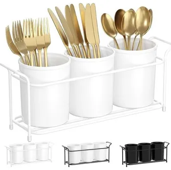 chlebník Držák na příbory Lifewit, 3dílný, s kovovým rámem, držák na kuchyňské náčiní do kuchyňské linky/na