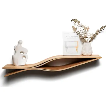 police Ewart Woods Designová plovoucí dřevěná police - Fish-Třešeň