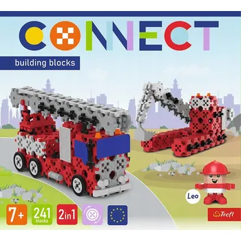 ostatní stavebnice Stavebnice Connect 2v1: Hasiči / Pásový bagr Trefl 61972