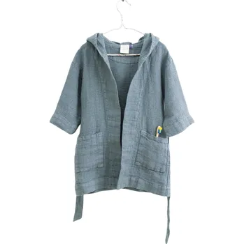 Dámský župan Linen Tales Dětský lněný župan - Blue Fog-5-6 let