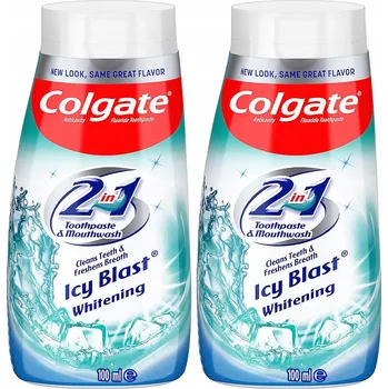 zubní pasta Colgate Bělící zubní pasta 2v1 s ústní vodou Icy Blast 2 x 100 ml