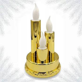 Svíčka DO HŘBITOVNÍCH SVÍČEK LED SVÍČKA TROJITÁ ZLATÁ NA BATERIE PŘÍRODNÍ SVĚTLO