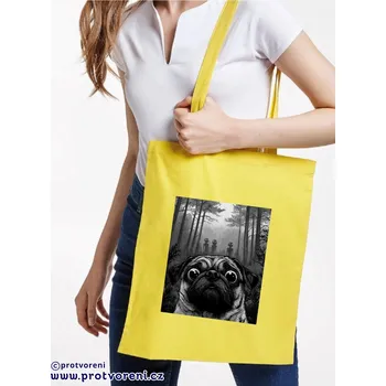 Taška s potiskem Textilní taška, PES MOPS ve strašidelném lese, 41x37cm, mix barev, 1 ks Vyberte si barvu ZDE:: žlutá