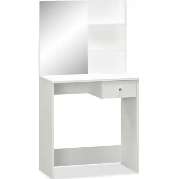 Toaletní stolek Toaletní Stolek matný bílý 75 x 40 x 141 cm s velkým zrcadlem a zásuvkou