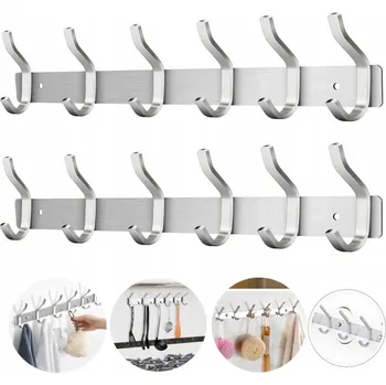 Věšák VĚŠÁK NA OBLEČENÍ NA ZEĎ S TYČÍ A 6 HÁČKY - VĚŠÁK DO PŘEDSÍNĚ